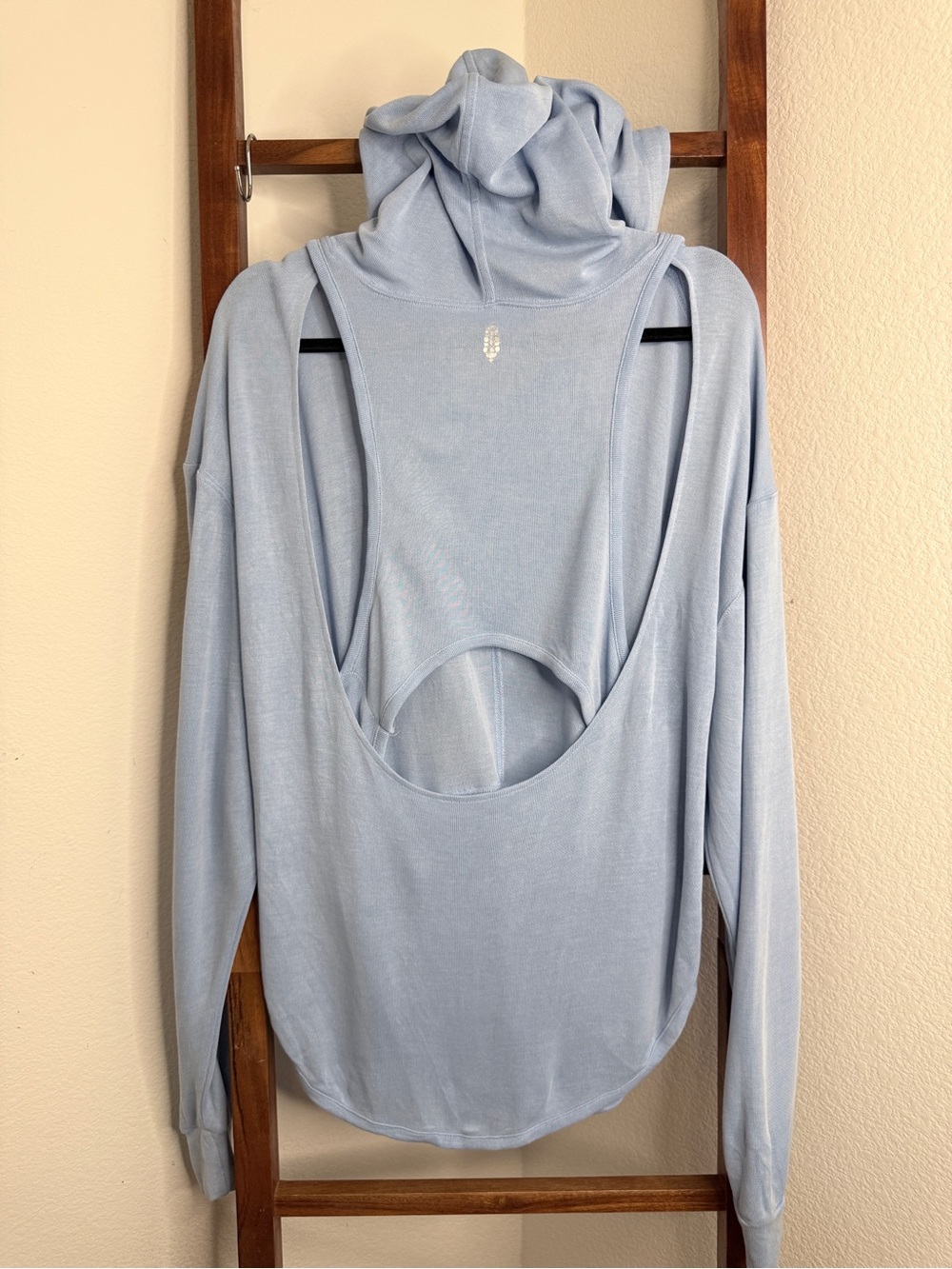 FP Movement Back Into It Hoodie Harbor Blue Size Large Open Back Free People - Picture 5 of 13